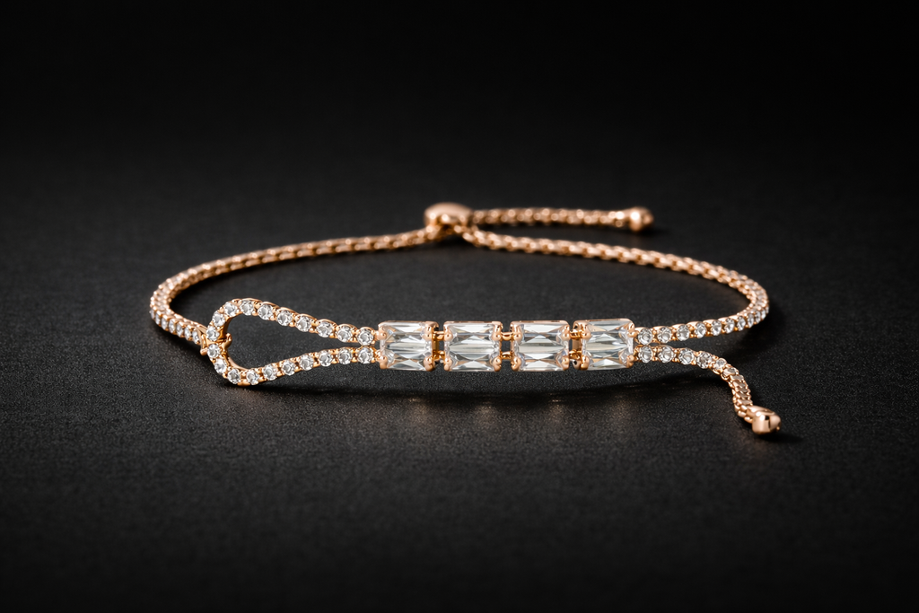 Elziva Radiant Baguette Adjustable Bracelet for Women (Anti-Tarnish | Premium Finish)